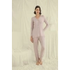 MARSiLYAN-  Uzun Kollu Boydan Düğmeli V Yaka Pijama Takımı