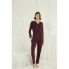 MARSiLYAN-  Uzun Kollu Boydan Düğmeli V Yaka Pijama Takımı