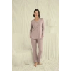 MARSiLYAN-  Uzun Kollu Boydan Düğmeli V Yaka Pijama Takımı
