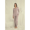 MARSiLYAN-  Uzun Kollu Boydan Düğmeli V Yaka Pijama Takımı