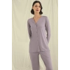 MARSiLYAN-  Uzun Kollu Boydan Düğmeli V Yaka Pijama Takımı