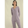 MARSiLYAN-  Uzun Kollu Boydan Düğmeli V Yaka Pijama Takımı