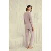 MARSiLYAN-  Uzun Kollu Boydan Düğmeli V Yaka Pijama Takımı