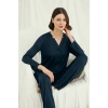 MARSiLYAN- Uzun Kollu Boydan Düğmeli V Yaka Pijama Takımı