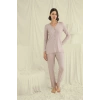 MARSiLYAN- Uzun Kollu Düğmeli V Yaka Pijama Takımı