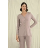 MARSiLYAN- Uzun Kollu Düğmeli V Yaka Pijama Takımı