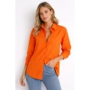 MARSiLYAN- Uzun Kollu Gömlek Düğmeli Klasik Yaka Günlük Ve Ofis Şıklığına Uygun - Turuncu