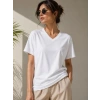 MARSiLYAN- V Yaka Basic Tişört Kısa Kol Yazlık Regular Fit T-Shirt - Beyaz