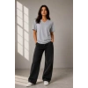 MARSiLYAN- V Yaka Basic Tişört Kısa Kol Yazlık Regular Fit T-Shirt - Gri