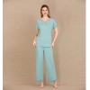 MARSiLYAN-  Viskon Şık Tasarım Dantel İşlemeli Mint Yeşil Kısa Kol Pijama Takımı