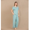 MARSiLYAN-  Viskon Şık Tasarım Dantel İşlemeli Mint Yeşil Kısa Kol Pijama Takımı