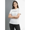 MARSiLYAN- Wafıl Kumaş Tişört Regular Kalıp Bisiklet Yaka Baskılı Günlük Basic T-Shirt - Beyaz