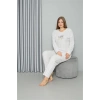 MARSiLYAN- Welsoft Polar Kadın Büyük Beden Pijama Takımı Ekru