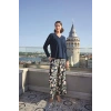MARSiLYAN-  Yaprak Desenli Uzun Kollu V Yaka Pijama Takımı