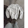 MARSiLYAN- Yıldırım Baskılı Bisiklet Yaka SweatShirt - Beyaz