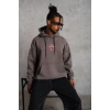Maske Baskılı Kapüşonlu Sweat - Gri
