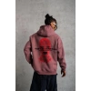 Maske Baskılı Kapüşonlu Sweat - Gül Kurusu