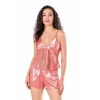 Mercan Saten Babydoll Şort Takımı