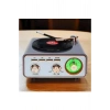 Metalik Nostaljik Tasarım Plak Çalar Görünümlü Radyolu Bluetooth Hoparlör Retro Müzik Plak