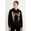 Metallica İki İplik Kapüşonlu Ön ve Arka Baskılı hoodie - Siyah -