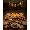 Minareli Hilal Led Işık Gold Metal Gövdeli Pilli Ramazan Dekoru