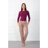MİRAY- Bayan Polar Tek Alt Pijama Kahve