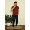 MİRAY- Erkek Bordo 3lü Pijama Takım Bordo