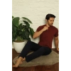 MİRAY- Erkek Bordo 3lü Pijama Takım Bordo