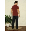 MİRAY- Erkek Bordo V Yaka 3lü Pijama Takım