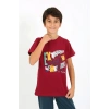 MİRAY- Erkek Çocuk Kısa Kol Penye Pijama Takım Bordo