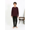 MİRAY- Erkek Çocuk Uzun Kol Penye Pijama Takım Bordo