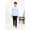 MİRAY- Erkek Çocuk Uzun Kol Penye Pijama Takım BuzMavisi