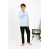 MİRAY- Erkek Çocuk Uzun Kol Penye Pijama Takım BuzMavisi