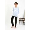 MİRAY- Erkek Çocuk Uzun Kol Penye Pijama Takım BuzMavisi