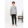 MİRAY- Erkek Çocuk Uzun Kol Penye Pijama Takım Gri
