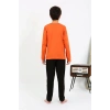 MİRAY- Erkek Çocuk Uzun Kol Penye Pijama Takım Turuncu