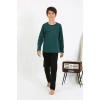 MİRAY- Erkek Çocuk Uzun Kol Penye Pijama Takım ZümrütYeşili