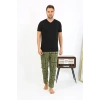 MİRAY- Erkek Ekoseli Desen Penye Tek Alt Pijama Haki