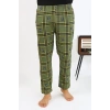 MİRAY- Erkek Ekoseli Desen Penye Tek Alt Pijama Haki