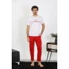 MİRAY- Erkek Kısa Kol Penye Beyaz Pijama Takımı