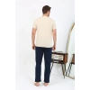 MİRAY- Erkek Kısa Kol Penye Pijama Takımı Krem