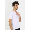MİRAY- Erkek Likralı V Yaka Beyaz T-Shirt