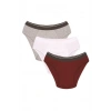 MİRAY- Erkek Pamuk 3lü Bordo Beyaz Gri Likralı Slip