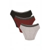 MİRAY- Erkek Pamuk 3lü Siyah Bordo Gri Likralı Slip