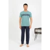 MİRAY- Erkek Pamuk Kısa Kol Pijama Takım SuYeşili