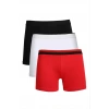 MİRAY- Erkek Penye 3lü Boxer Siyah-Kırmızı-Beyaz
