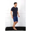 MİRAY- Erkek Penye 3lü Lacivert V Yaka Pijama Takımı