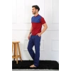 MİRAY- Erkek Penye 3lü Parlamentmavi Parçalı Pijama Takımı