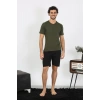 MİRAY- Erkek Penye Haki 3lü Pijama Takımı