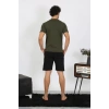 MİRAY- Erkek Penye Haki 3lü Pijama Takımı